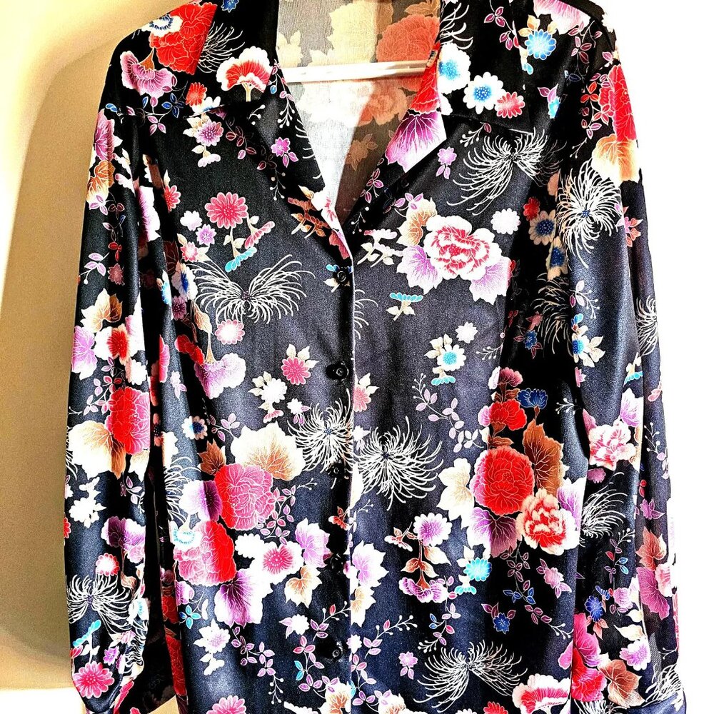 Vintage 70s Chinoiserie Blouse